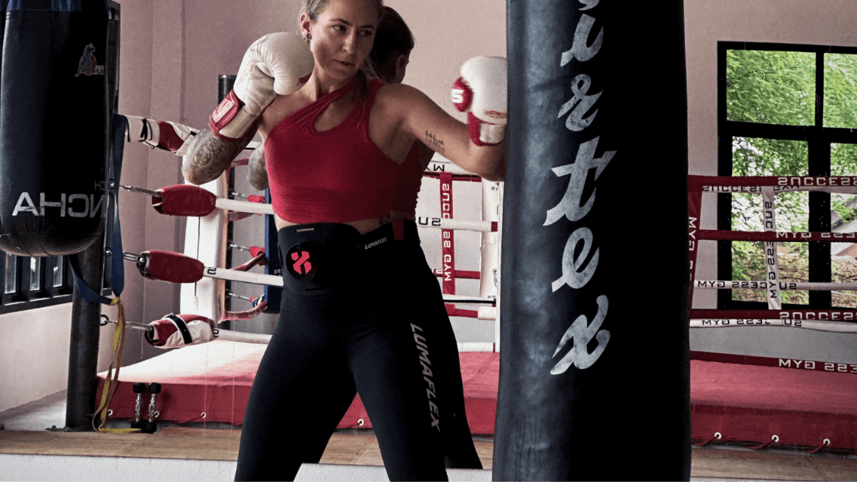 a woman training boxe