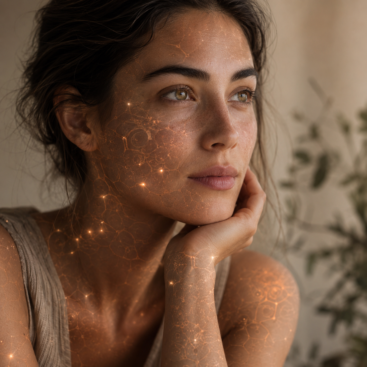 Portrait of a calm individual representing human experience of photobiomodulation and light-based biological wellness