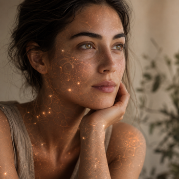 Portrait of a calm individual representing human experience of photobiomodulation and light-based biological wellness