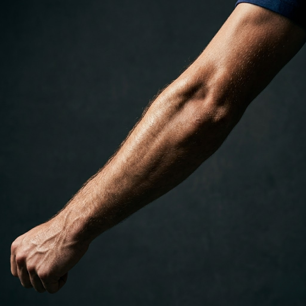 Close-up of outer elbow highlighting the site of tennis elbow pain