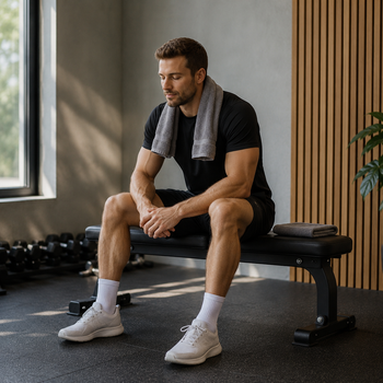 Athlete resting during post-workout recovery
