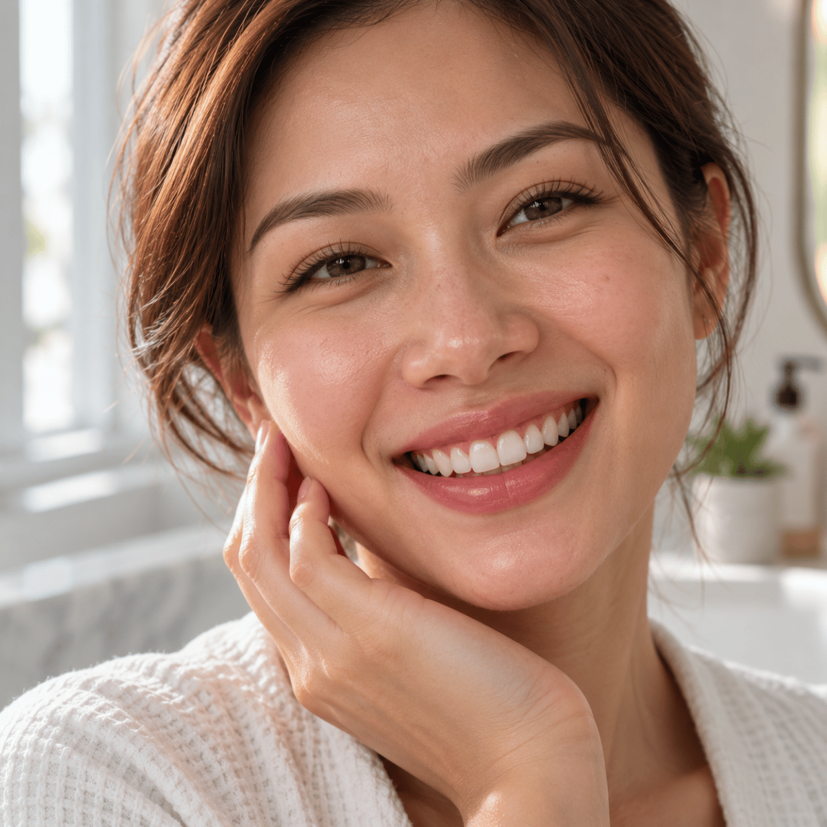 Healthy-looking gums and natural smile after consistent oral care