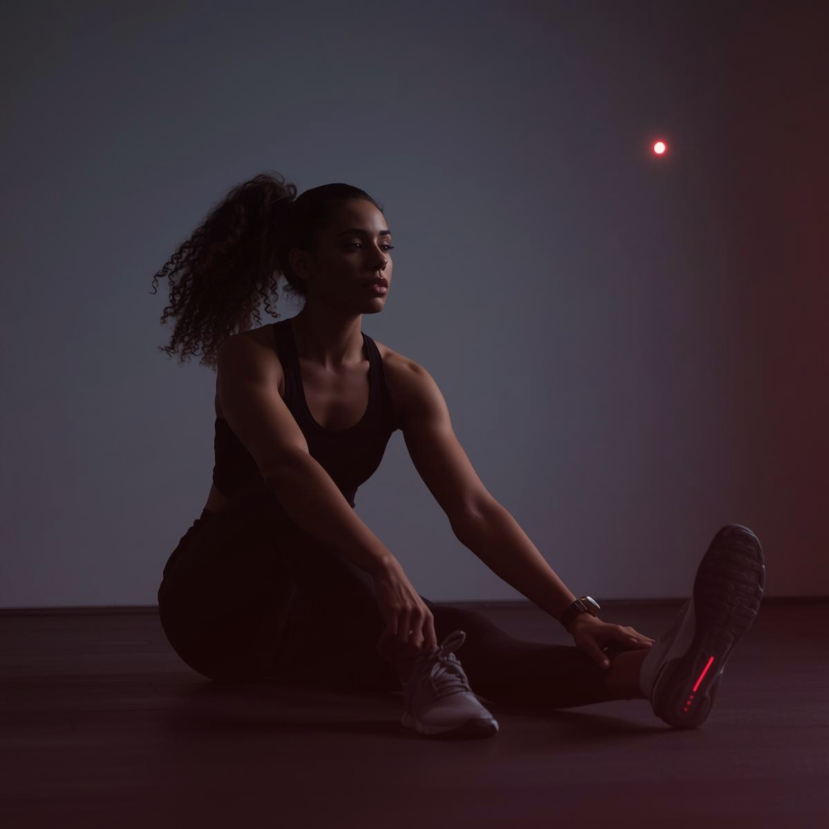 Gym Recovery Scene with Subtle Red Accen