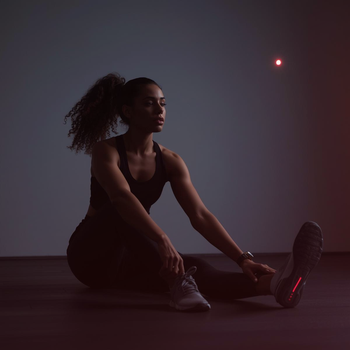 Gym Recovery Scene with Subtle Red Accen